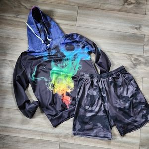 2 Pc Mens Hoodie & Shorts L